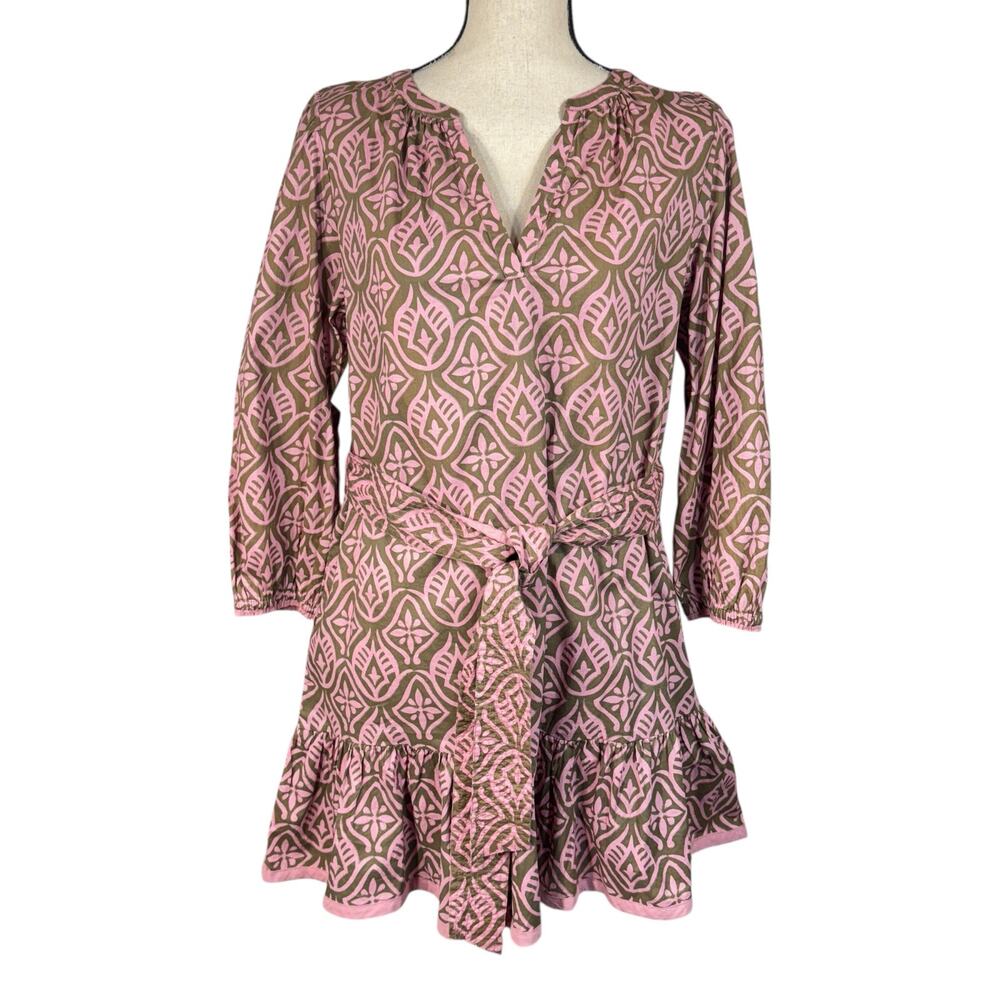 Velvet by Graham & Spencer X-Small Kenley Mini Dress Geometric Mosaic Lined Rose
